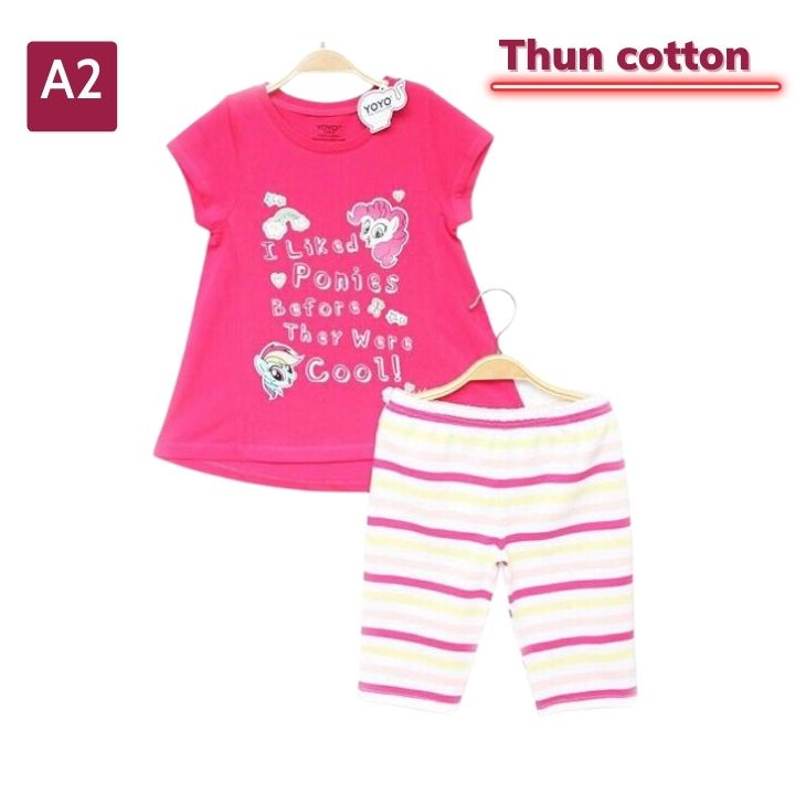 Đồ bộ bé gái yoyo hình pony từ 9-23kg. Thun cotton 4 chiều mềm mịn - Tomchuakids.