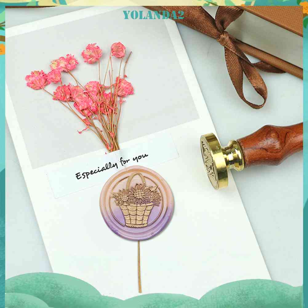 Đầu Con Dấu Sáp Hình Giỏ Hoa Dùng Trang Trí Thẻ Đám Cưới