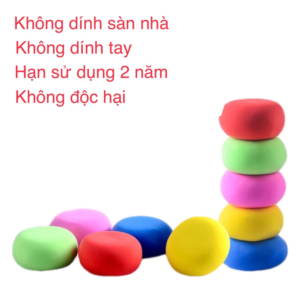 Bộ 6 Màu Đất Nặn Làm Từ 100% Bột Mì Không Khô, Không Dính Hàng Việt Nam Có Hộp Đựng Tiện Lợi An Toàn Cho Bé H6M