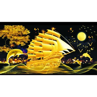 Tranh tráng gương treo tường cao cấp thuận buồm xuôi gió