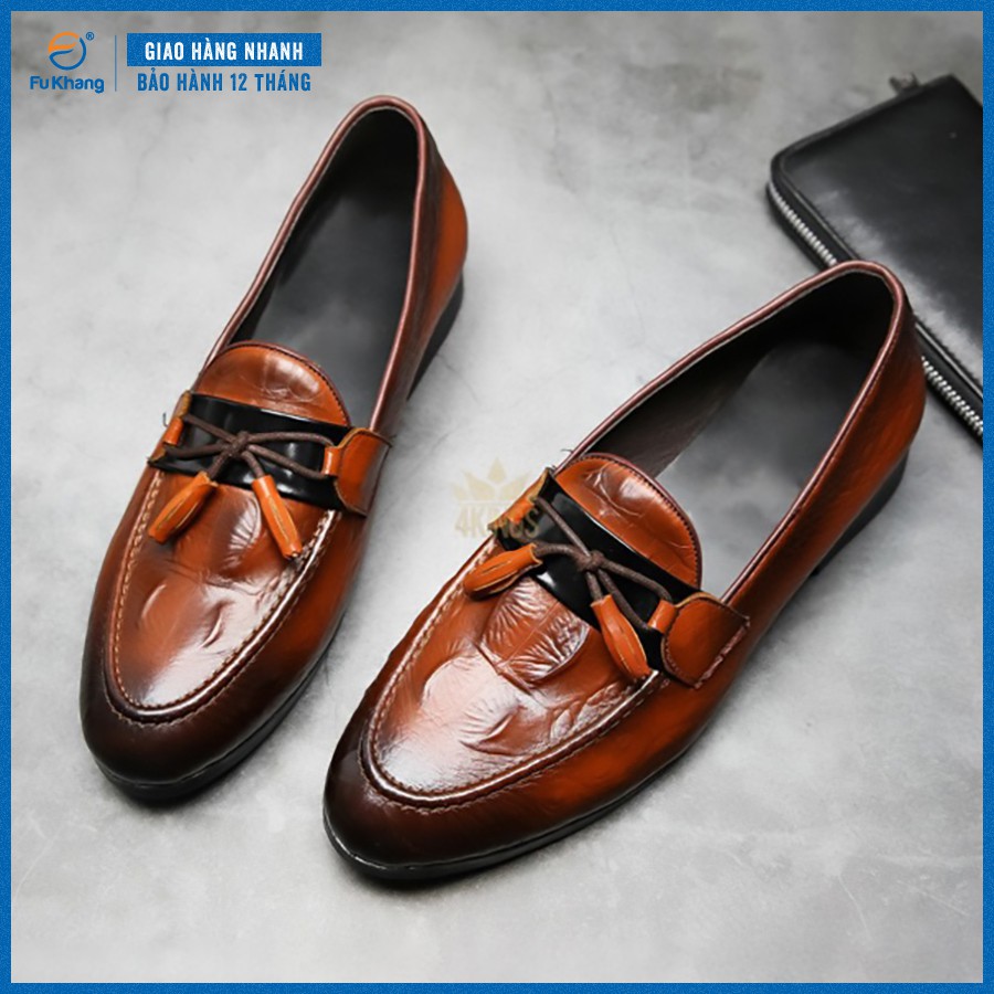 Giày Lười Nam Dập Vân Cá Sấu Nam Đẹp Thời Trang Chính Hãng Fu Khang Màu Đen Mã Sản Phẩm GL11 | BigBuy360 - bigbuy360.vn