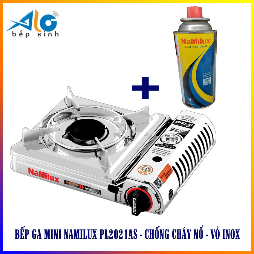 Bếp ga mini Namilux 2S 2021AS / PL2021AS  -  Chống cháy nổ - Toàn thân bằng inox - BH 6 tháng -   Alo Bếp Xinh