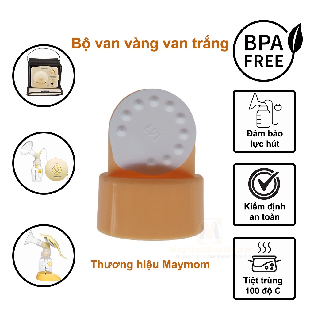 Bộ van vàng van trắng dùng cho máy hút sữa Medela Pump, Medela Swing đơn, Harmony - Thương hiệu Maymom