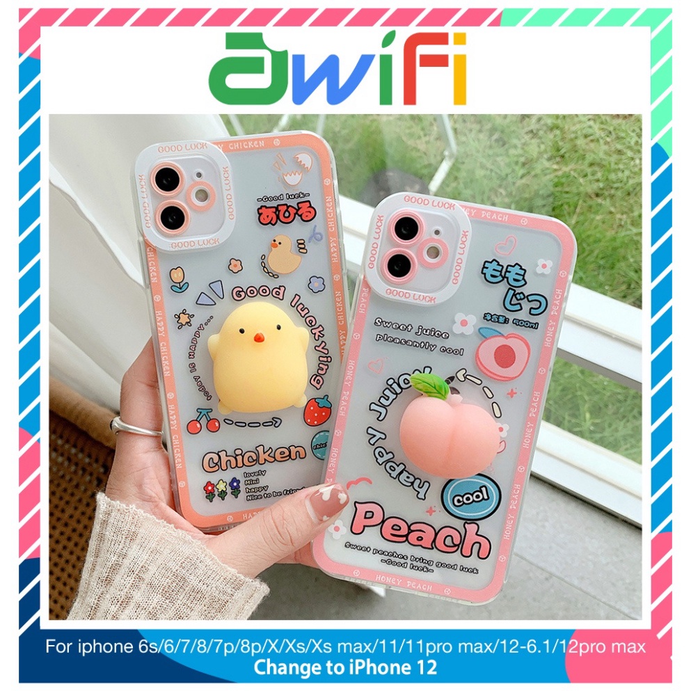 Ốp lưng iphone trong lỗ viền camera cute đào bóp 6/6plus/6splus/7/7plus/8/8plus/x/11/12/pro/max/plus/promax-Awifi C4-5 X