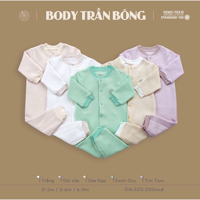 Hrnee! Bộ body trần bông siêu mềm siêu ấm cho bé 0-9m!