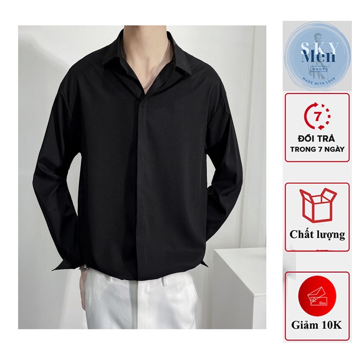 Áo Sơ mi tay dài dấu nút  áo nam nữ form rộng Unisex Hàn Quốc chất vải Cotton Lụa rất đẹp mịn mát co giãn nhẹ - SKM001
