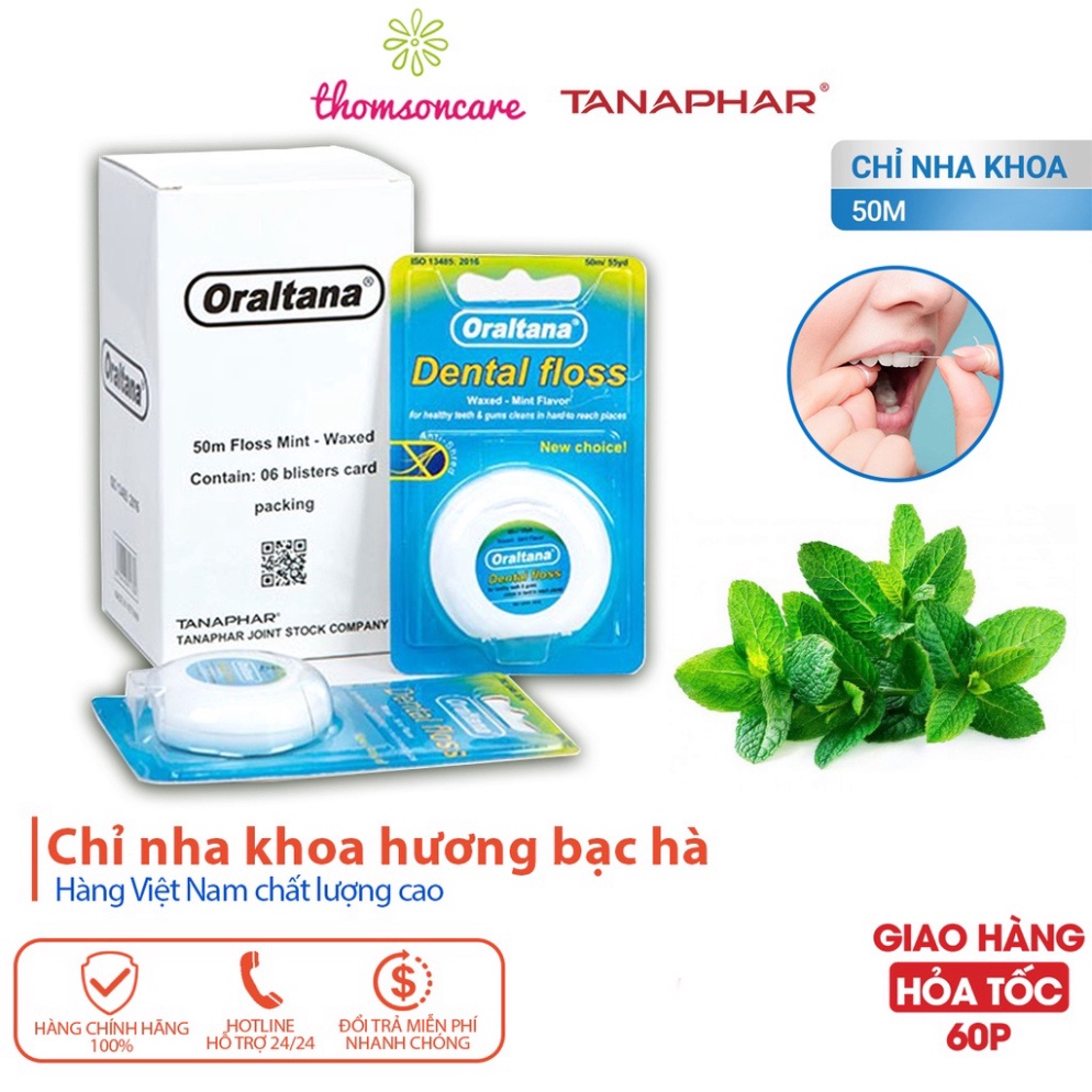 Chỉ nha khoa Oraltana - chỉ kẽ răng hương bạc hà - Hàng Việt Nam chất lượng cao