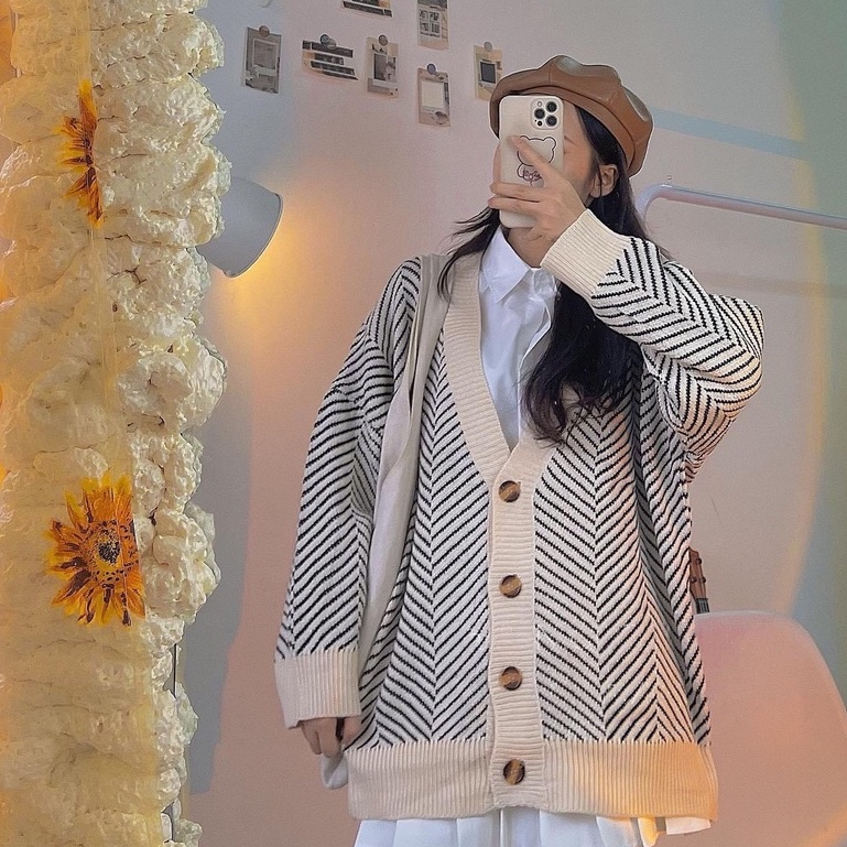 [ÁO CHOÀNG] Cardigan Nữ Dày Dặn, Áo Khoác Len 2 Màu Mix Chân Váy Quần Jeans Siêu Hàn Quốc | BigBuy360 - bigbuy360.vn