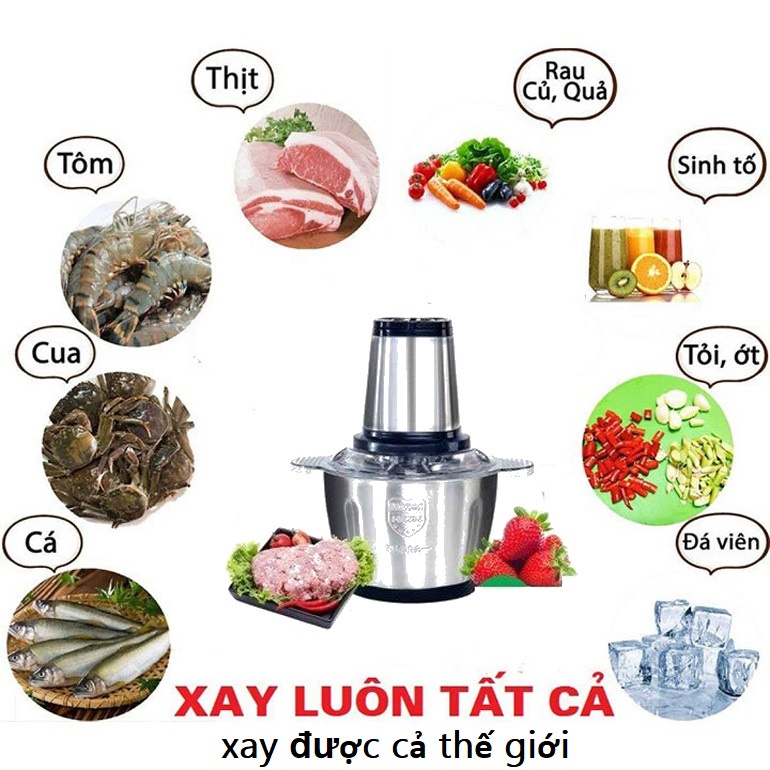 BẢO HÀNH 1 ĐỔI 1 Máy xay thịt, máy xay đa năng, công suất 250W, cối inox304, 4 lưỡi dao sắc bén