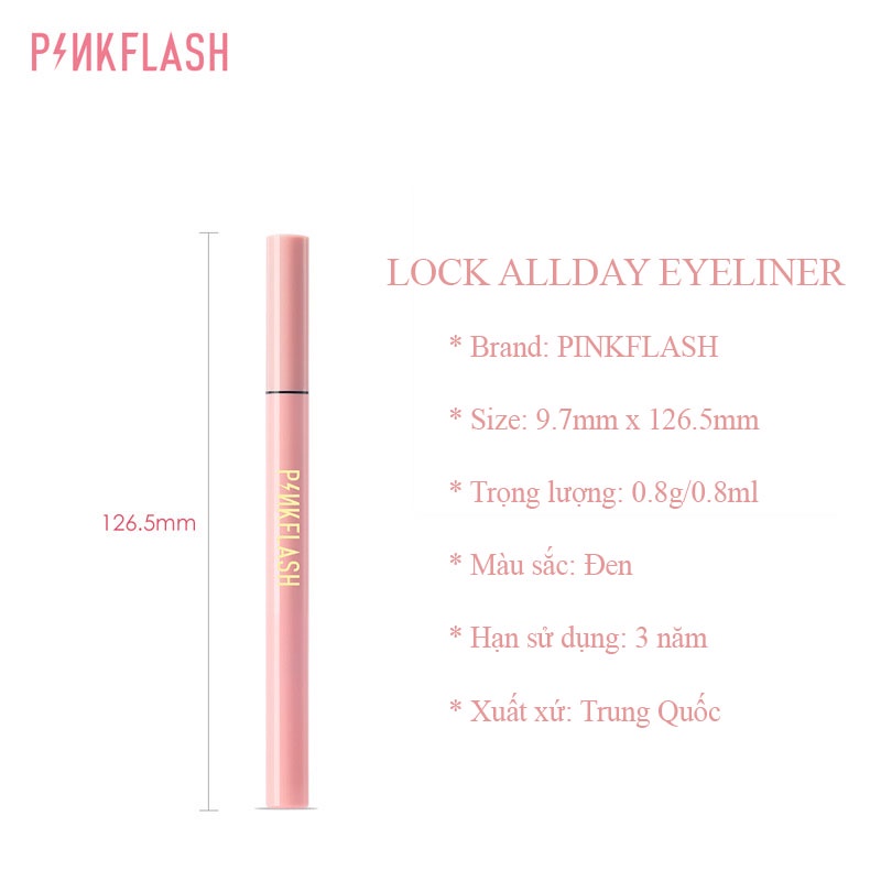 BÚT KẺ MẮT DẠ PINKFLASH CHÍNH HÃNG NHANH KHÔ CHẤT LÌ CHỐNG THẤM NƯỚC LÂU TRÔI MÀU ĐEN CƠ BẢN TRỌNG LƯỢNG 0.8G