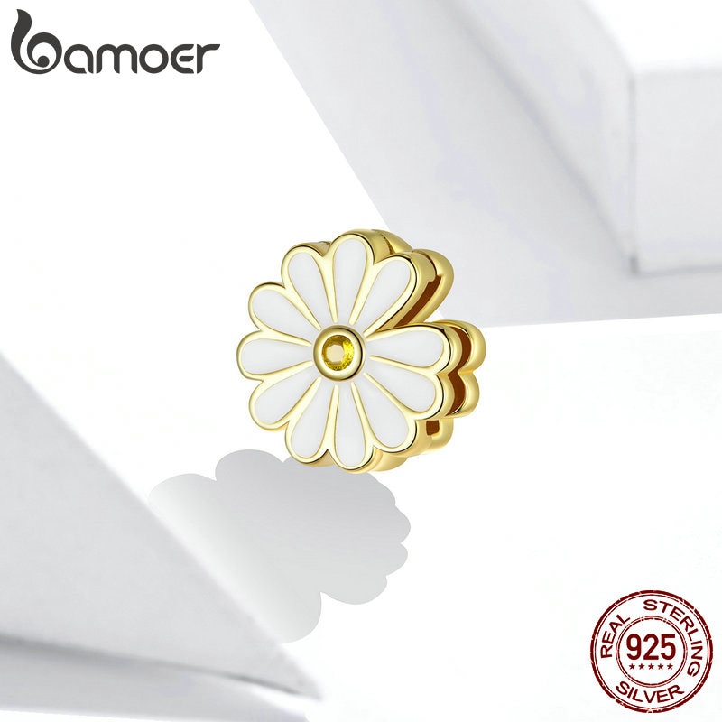 Hạt Vòng Tay Bamoer SCX118 Bằng Bạc 925 Sterling Hình Dạng Hoa Cúc Mạ Màu Sặc Sỡ