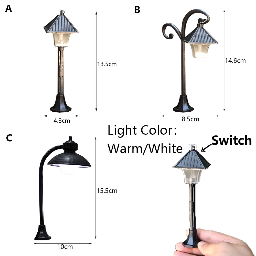 Mô hình cây đèn đường bằng nhựa resin phong cách cổ điển xinh xắn dùng trang trí bonsai