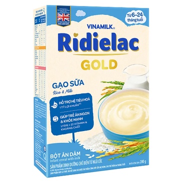 [HSD T09-2025] Bột Ăn Dặm RiDielac Gold Gạo Sữa - Hộp Giấy 200g