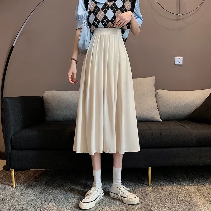 IELGY Chân váy IELGY dáng dài lưng cao phong cách Pháp cổ điển cho nữ