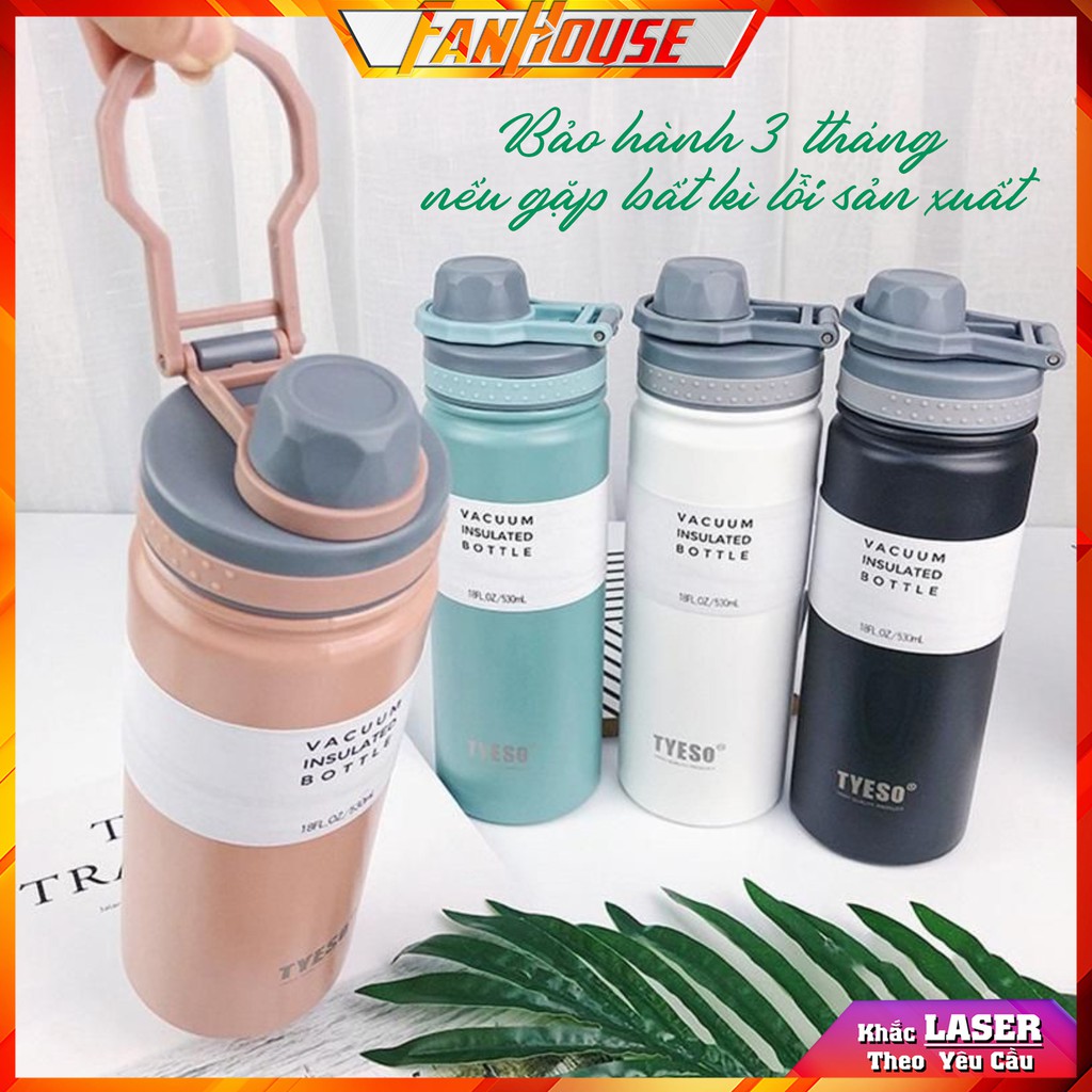 Bình nước Tyeso Easy chính hãng giữ nhiệt 24h ly đựng nước dung tích 530ml Inox 304 Fan House khắc tên theo yêu cầu