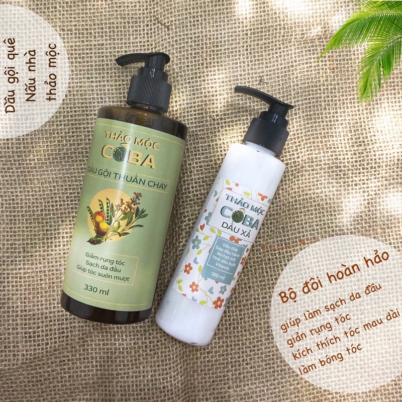 Combo Dầu gội thuần chay + Dầu xả dừa