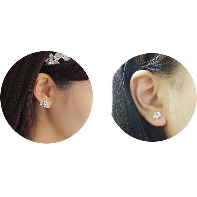 Hoa tai hoa cúc màu bạc ( mang được 2 kiểu )