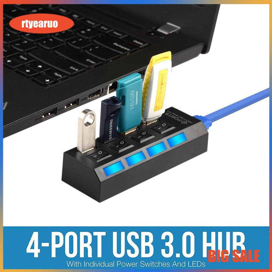 Bộ Chia 4 Cổng Usb 3.0 Kdq1 5gbps Có Công Tắc On / Off