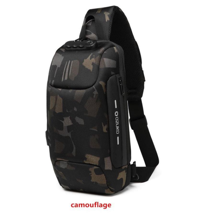 [hàng sẵn- freeship- bảo hành 6 tháng] Túi đeo chéo OZUKO không thấm nước chống trộm có cổng USB thời trang nam | BigBuy360 - bigbuy360.vn