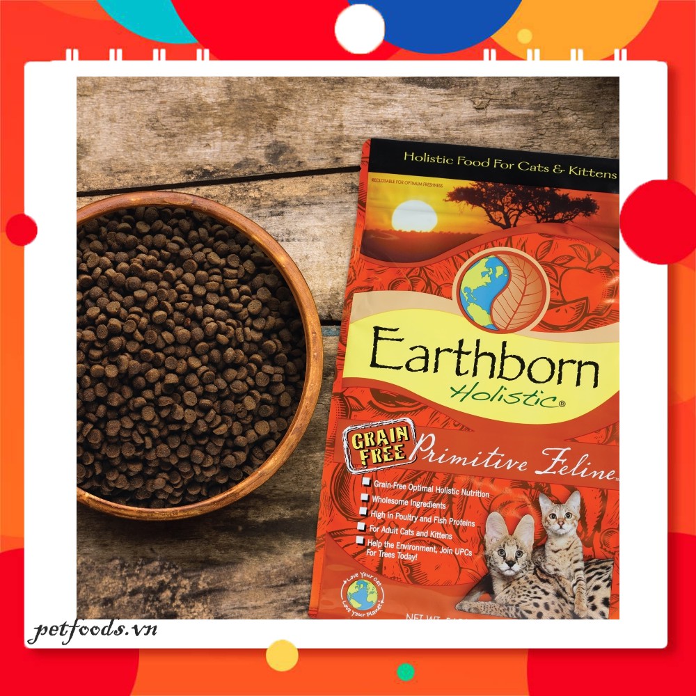 Hạt cho mèo EARTHBORN Primitive Feline 50g vị Gà, Cá Hồi &amp; Cá Trích