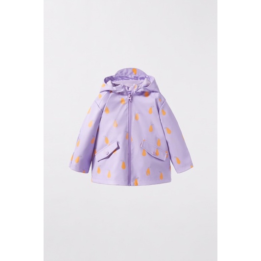 Áo khoác đi mưa cho bé gái màu tím nhẹ săn sale China sz 9-12m, 12_18m
