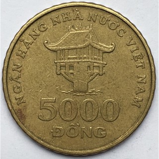 Combo 5 Đồng Xu 5000 Việt Nam 2003 Thật 100% + Túi Gấm đỏ.