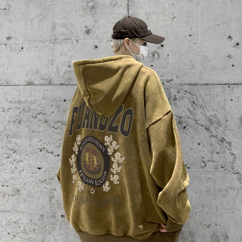 Áo hoodie IFNICEFUTURE tay dài dáng rộng phong cách retro thời trang thường ngày cho nam