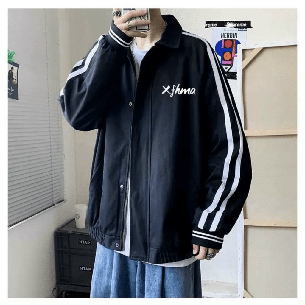 (Free Ship) Áo Khoác Kaki Nam Cổ Cao PHối  Cổ Cao Chạy Viền Sọc Thêu Họa Tiết Tinh Tế Đẹp Phong Cách Soái Ca Shop VLTN