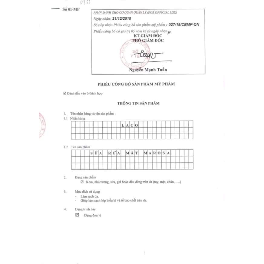 [TUYỂN SỈ - CTV] SỮA RỬA MẶT MAROSA LACO