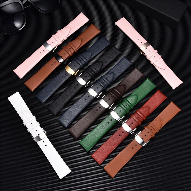 Dây đeo đồng hồ bằng da bò siêu mỏng 18mm 20mm 22mm cho nam và nữ