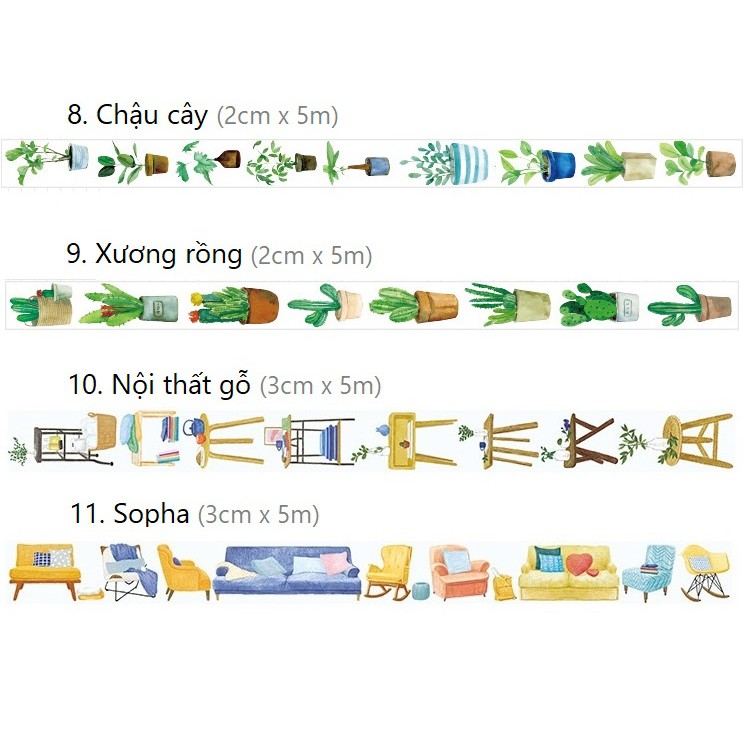 Băng dính washi tape trang trí planner WST132