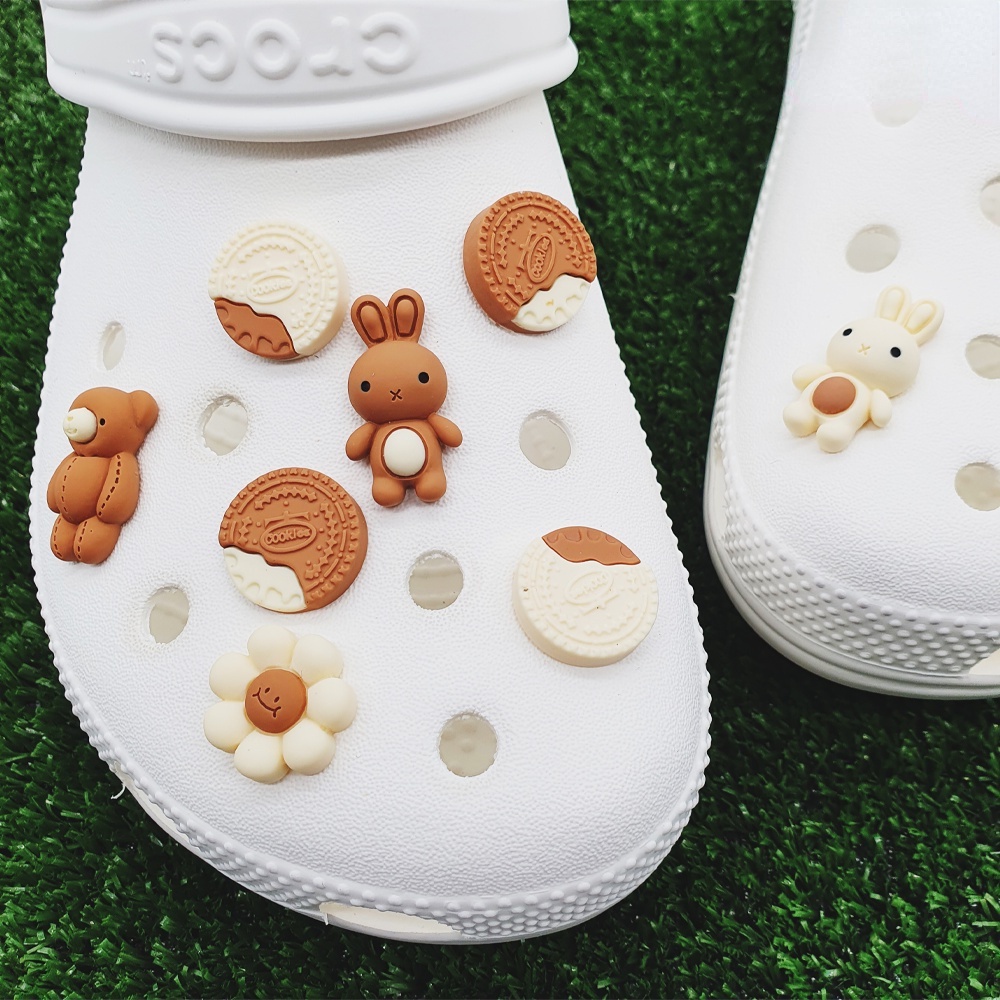 Choco Cookie (Bánh Quy Kem / Bánh Quy Sô Cô La) Phụ Kiện Trang Trí Giày Crocs Jibbitz Diy Charms