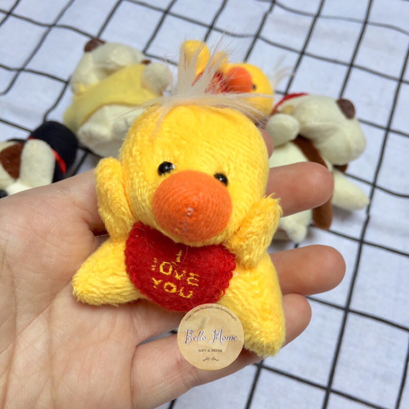 Móc Khoá Thú Bông Gấu Bông Chó Bông Thỏ Bông Vịt Bông Ếch Bông Dễ Thương Cute Nhiều Màu - Ảnh chụp thật
