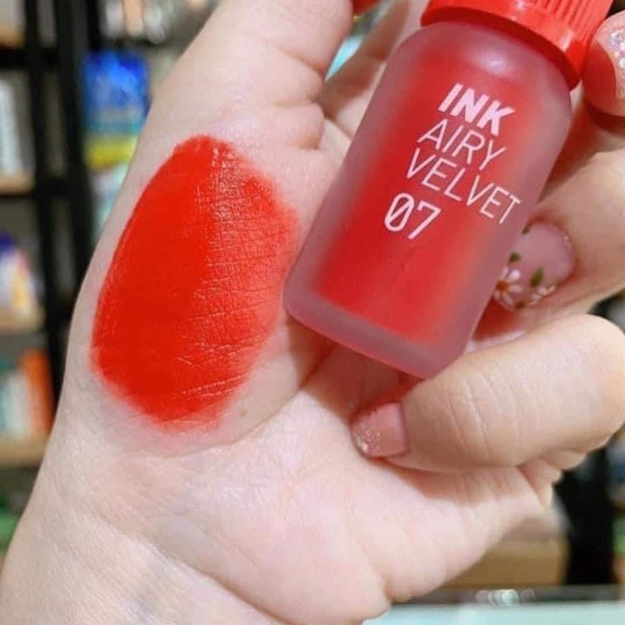 Son Ink Airy 07 Heart Grape Fruit Đỏ Cam Kem Lì Peripera Ink Airy Velvet Lip Tint  4g