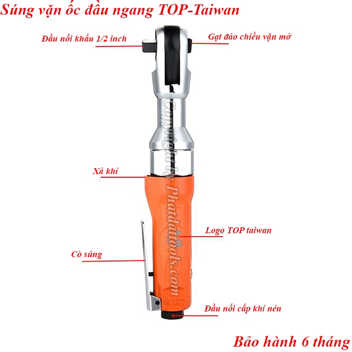 Súng vặn ốc khí nén đầu ngang TOP-Máy siết mở bulong đầu ngang-Tay vặn bulong