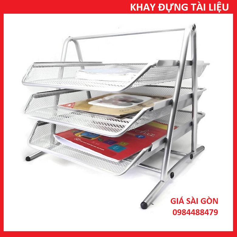 Khay để tài liệu 3 tầng bằng lưới thép cao cấp