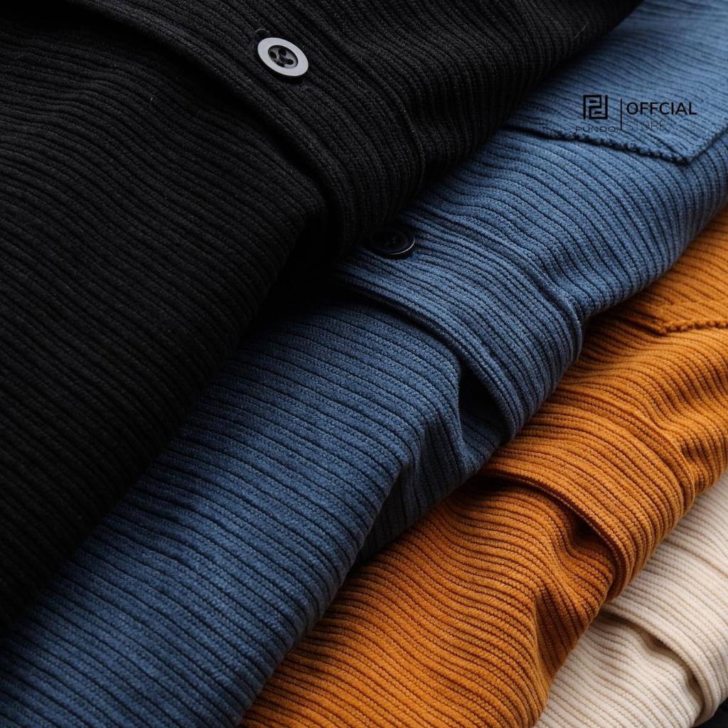 Áo sơ mi nam dài tay cổ bẻ có túi chất nhung tăm mềm mịn PUNDO ASMPD44