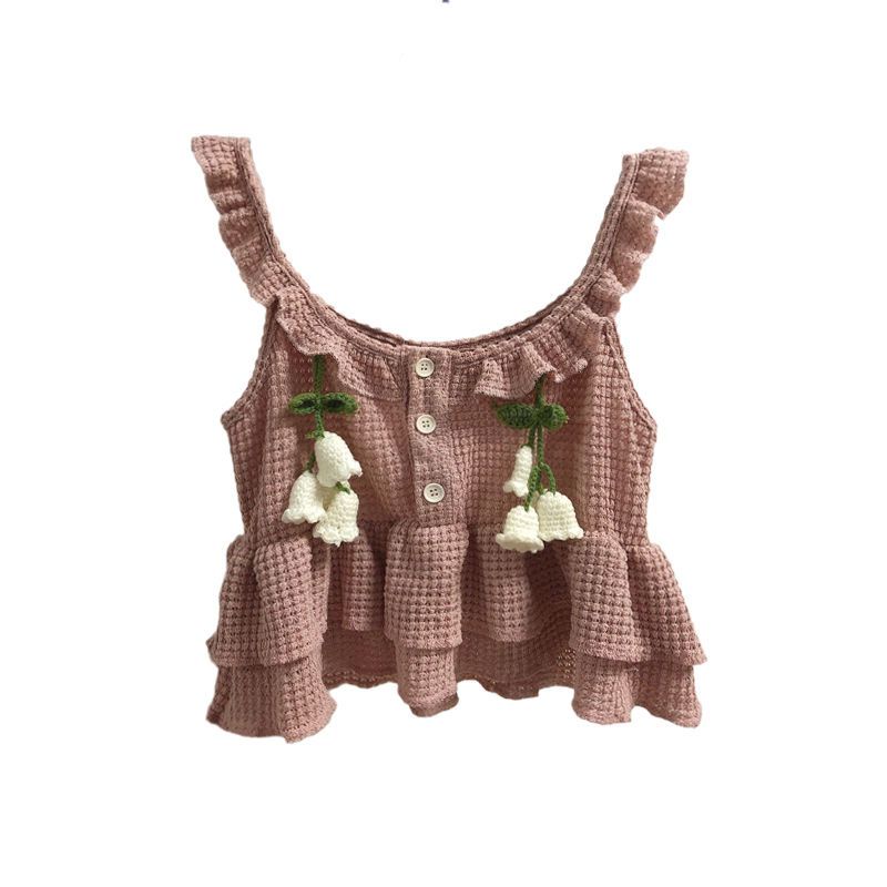 Áo len hai dây croptop xinh xắn