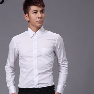 Sơ mi trắng tay dài vạt ngang