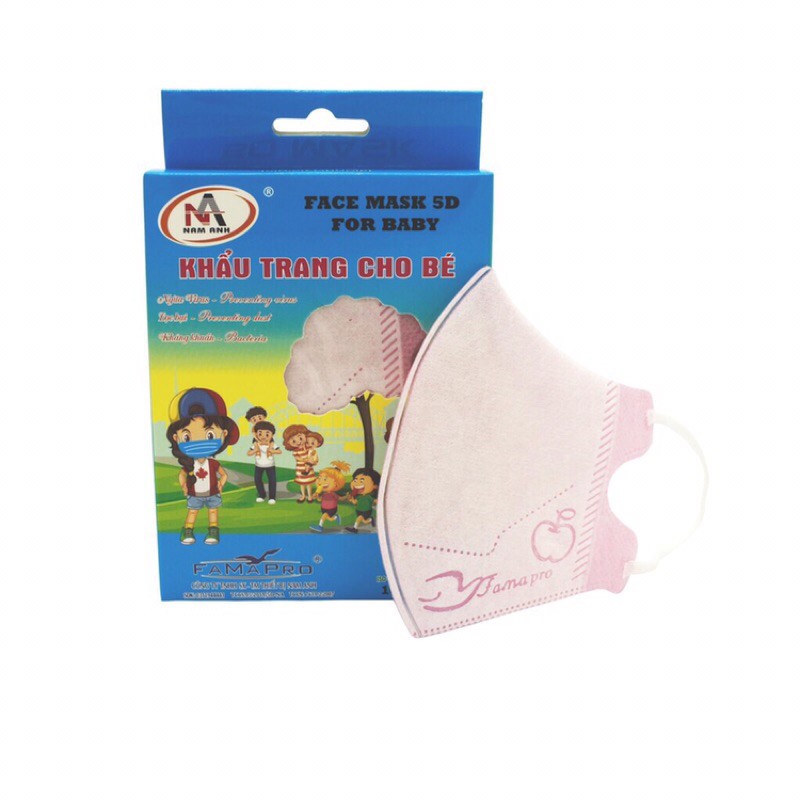 Khẩu trang trẻ em 5D Farmapro - Nam Anh (hộp 10 cái)
