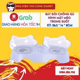 Bát đôi chống gù trong suốt hình mặt mèo - Bát đôi hình tai mèo trong suốt - Zimpet