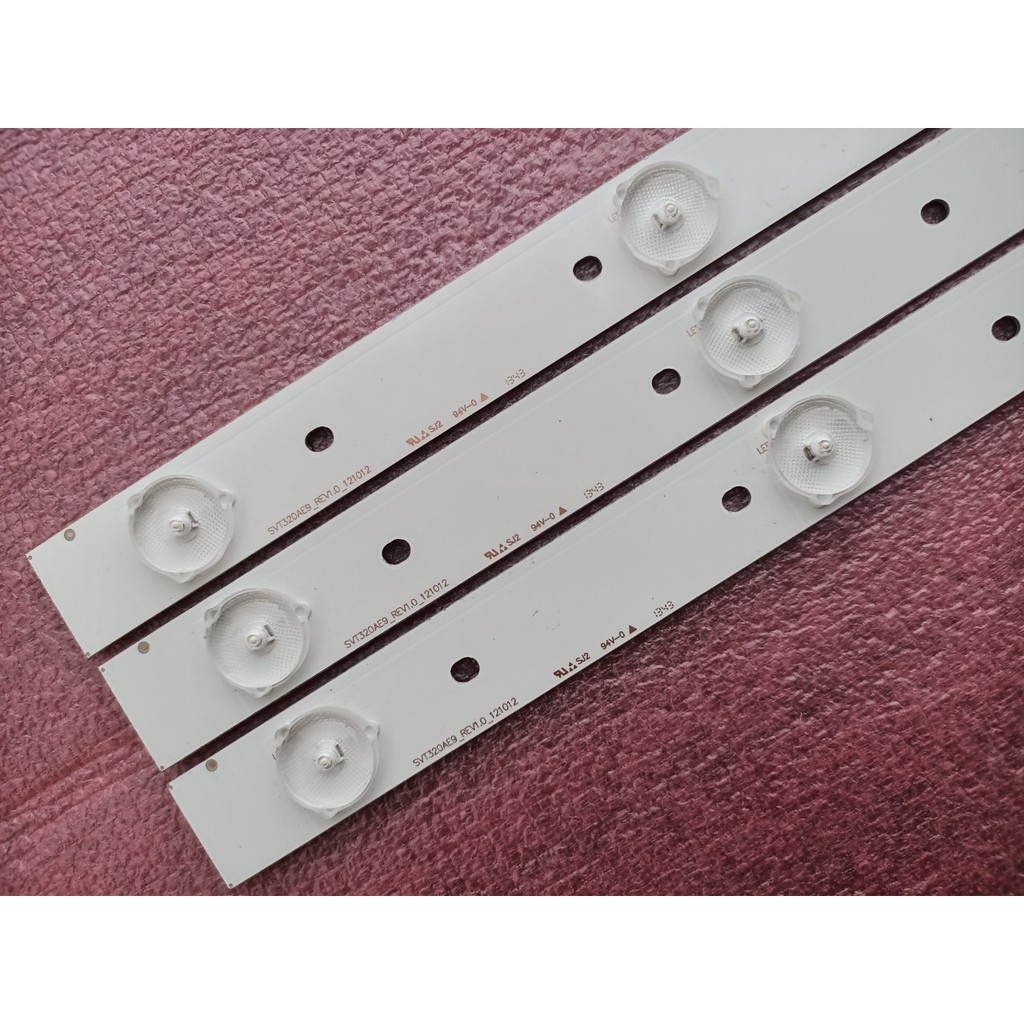 BỘ LED TIVI TO SHIBA 32P2300 STV320AE9-REV1.0-121012. HÀNG MỚI 100%, BỘ 3 THANH, MỖI THANH 8 BÓNG 3V, DÀI 62,7cm