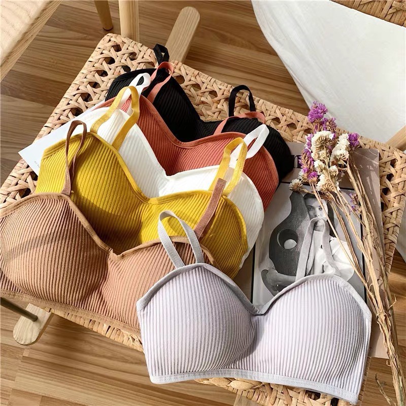 Áo bra 2 dây cotton tăm dáng ngắn