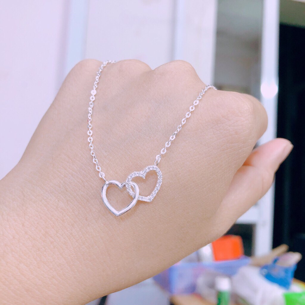 Dây chuyền nữ bạc thật mặt tim lồng xinh xắn LINH MIU SILVER