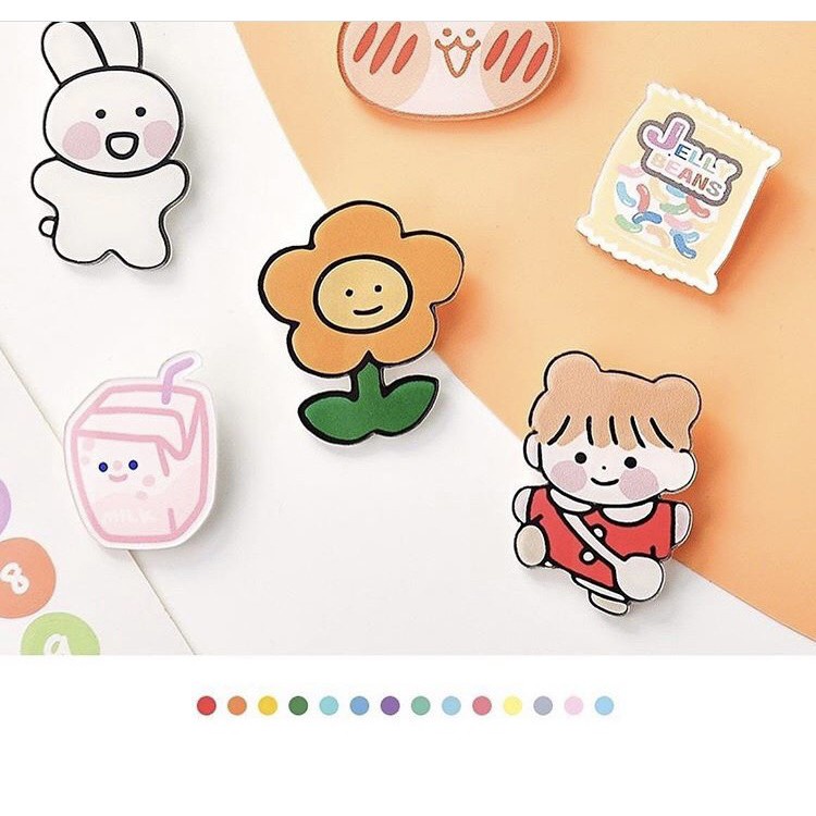 Ghim Cài Áo Bằng Acrylic Hình Thỏ Hoạt Hình Phong Cách Harajuku Nhật Bản Dễ Thương