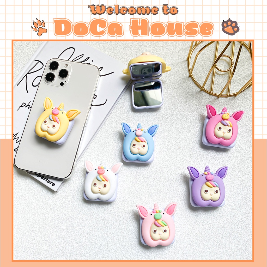 Giá đỡ chống lưng điện thoại popsocket kèm gương hoạt hình đáng yêu - DoCa