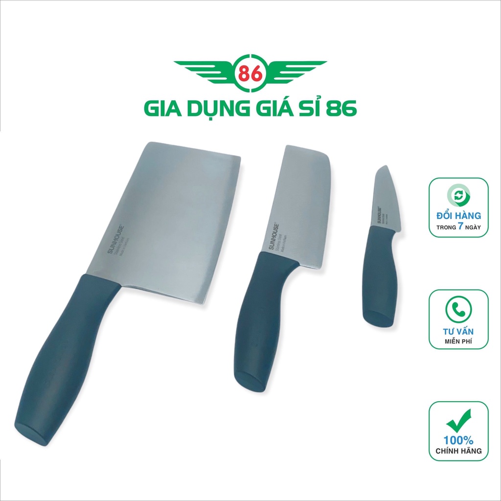 Bộ dao 3 chiếc Eco Family Sunhouse KS-KN3E2- bộ dao siêu tiện lợi, hàng chính gãng