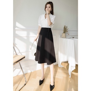 Chân Váy Xòe Dài Qua Gối Chân Váy Công Sở Cạp Cao Dáng Dài xòe 6 mảnh vạt bụng 3 cúc d68cm Susuclothing