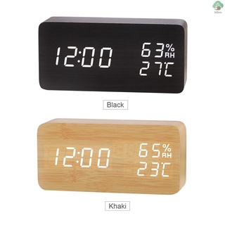 Đồng hồ báo thức để bàn bằng gỗ có thể điều chỉnh độ sáng 3 chế độ điều chỉnh nhiệt độ bằng giọn 5