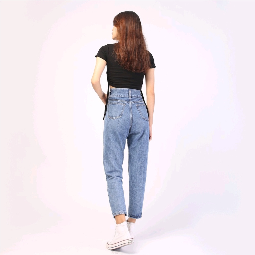 Quần Jean Baggy Nữ 2 Bách Xanh Trơn - 428